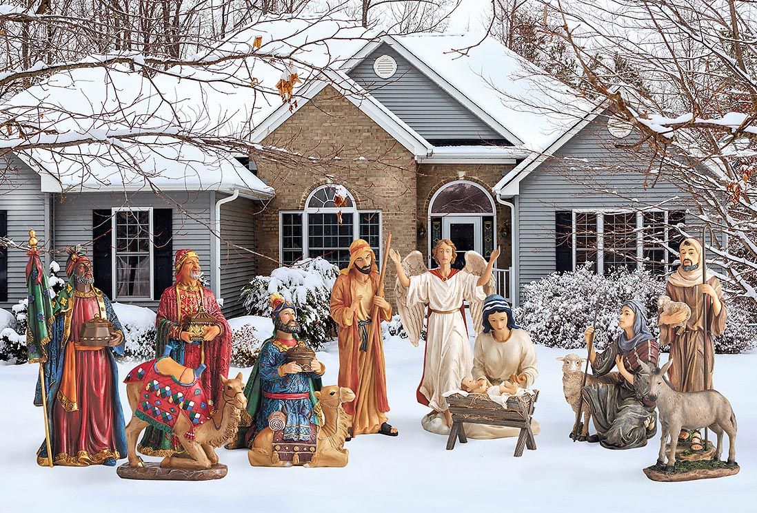 12 Figure Real Life Nativity Set for Outdoor Lawn Decor