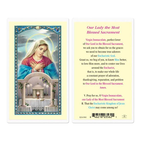 Our Lady Of The Blessed Sacrament Laminated Holy Card