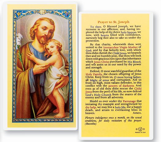 Saint Joseph Laminated Prayer Card